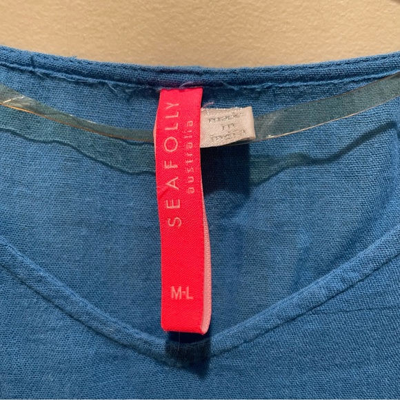 Seafolly Beach Swim Coverup Tassel Dress Blue Girls Size Medium Large - Picture 6 of 6